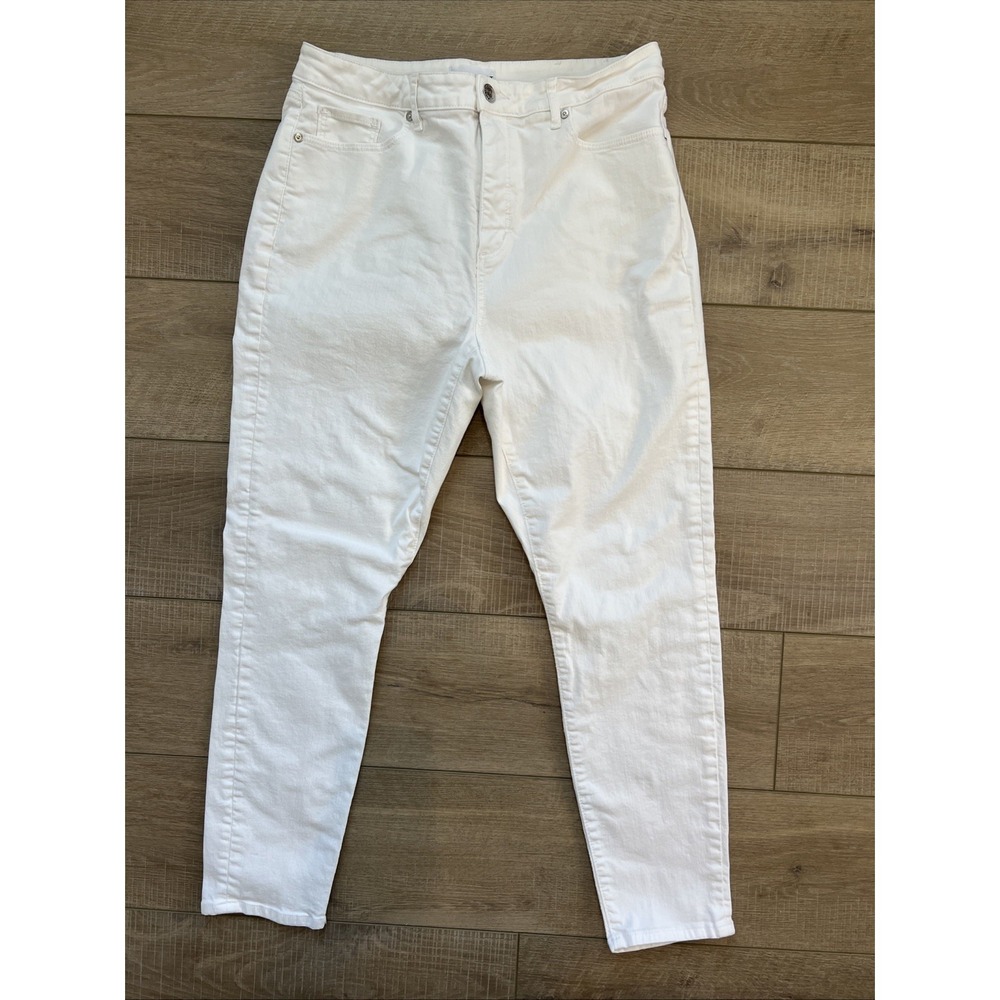 LOFT Curvy Skinny Jeans White Ankle Womens Size 12/31 High Waist Denim